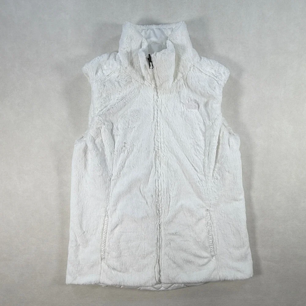 The North Face Womens Large Mossbud Swirl Reversible Vest White Quilted Fleece
